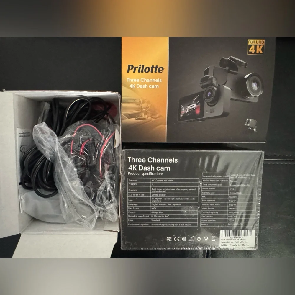 NWT 4K Dash Cam with Three Channels - Black